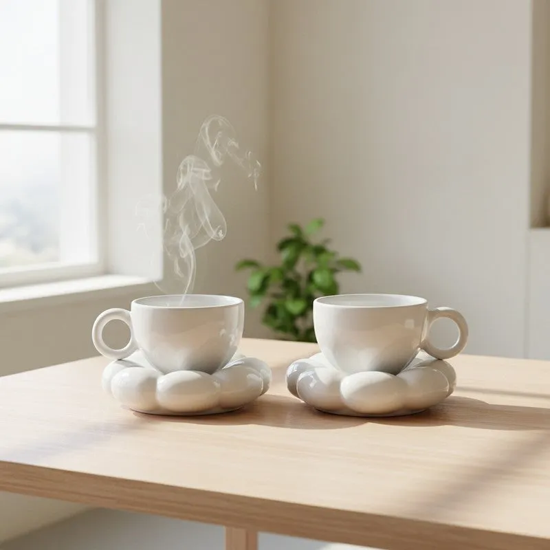 Ceramic Cup & Saucer (White/180 mL Each) - Set of Two media 3