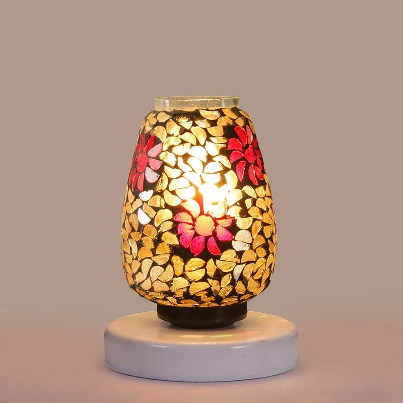 Luxomia Mosaic Glass Table Lamp With Wooden Base - Multicolor media 6