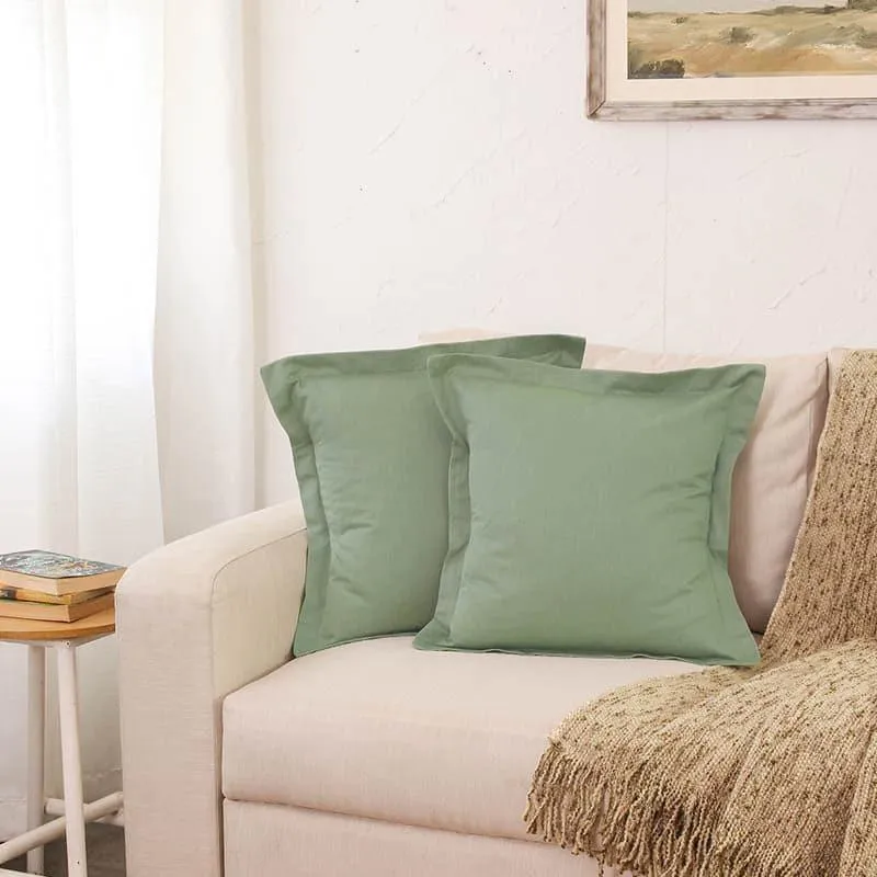 Sage Cushion Cover  (Green) - Set of Two media 1