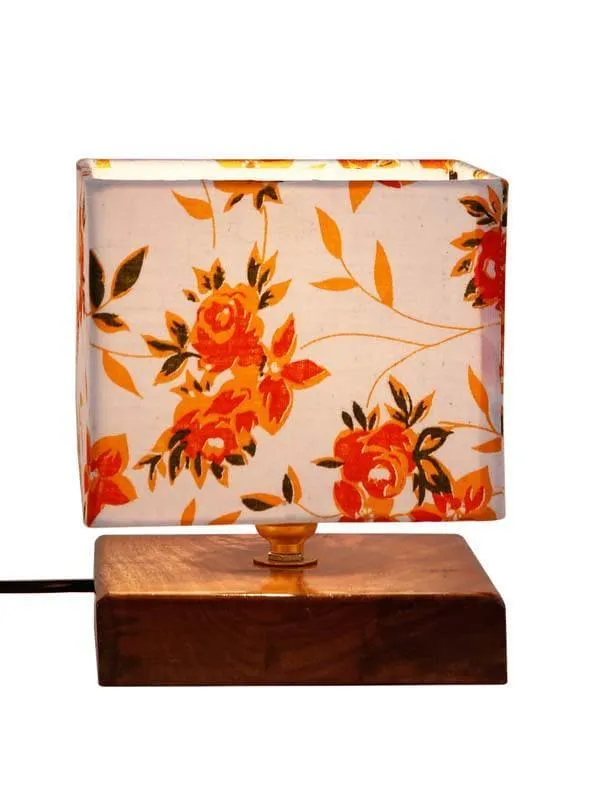Orange Poppy Square Fabric Table Lamp - Multicolor media 5