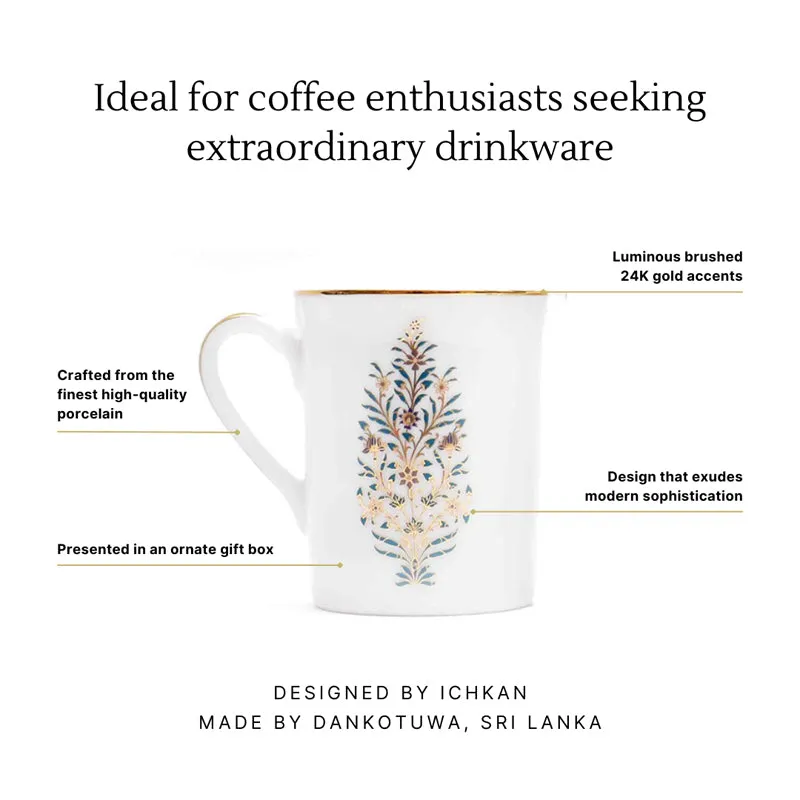 Gilded Shahi Classic 24k Gold Brushed Porcelain Coffee Mug (300 mL Each) - Set Of Four media 8