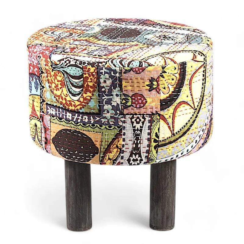 Bverix Acacia Wooden Ottomans - Multicolor media 3