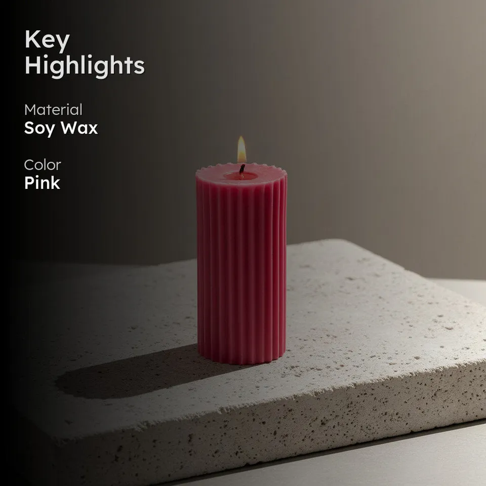 Pink Meadows Ribbed Pillar Scented Candle media 3