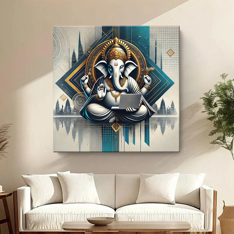 Jnana Ganapathi Poly Canvas Wall Painting