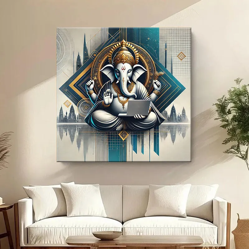 Jnana Ganapathi Poly Canvas Wall Painting media 1