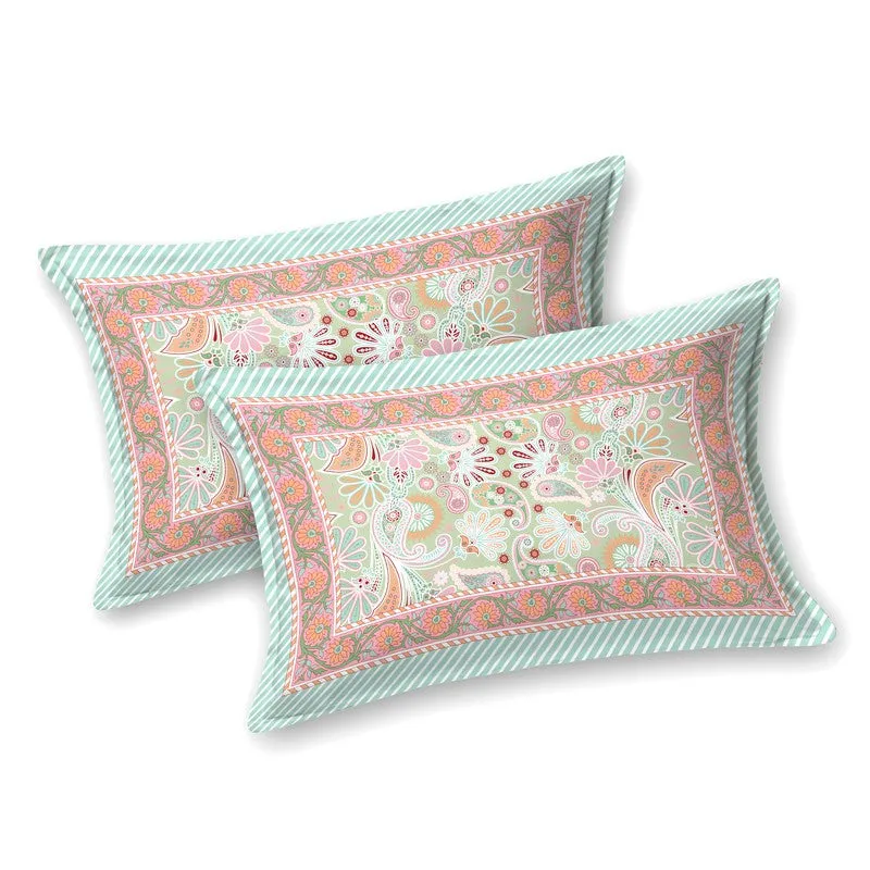 Royal Pattern Cotton Bedsheet (Green,Pink) - 120 TC media 3