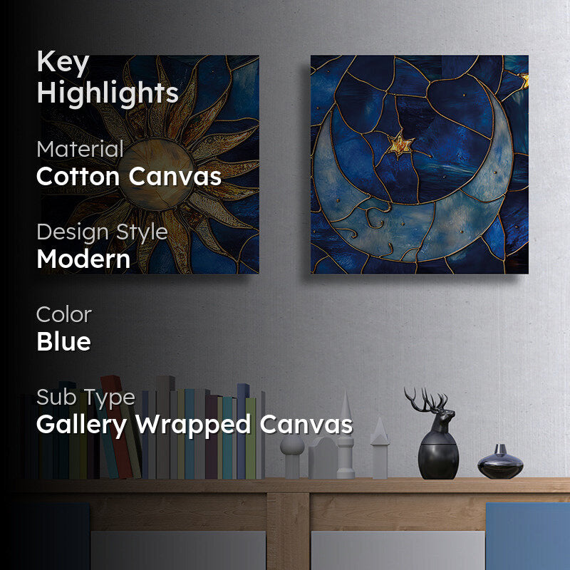 Celestial Mosaic Cotton Canvas Wall Art - Set Of Two media 2