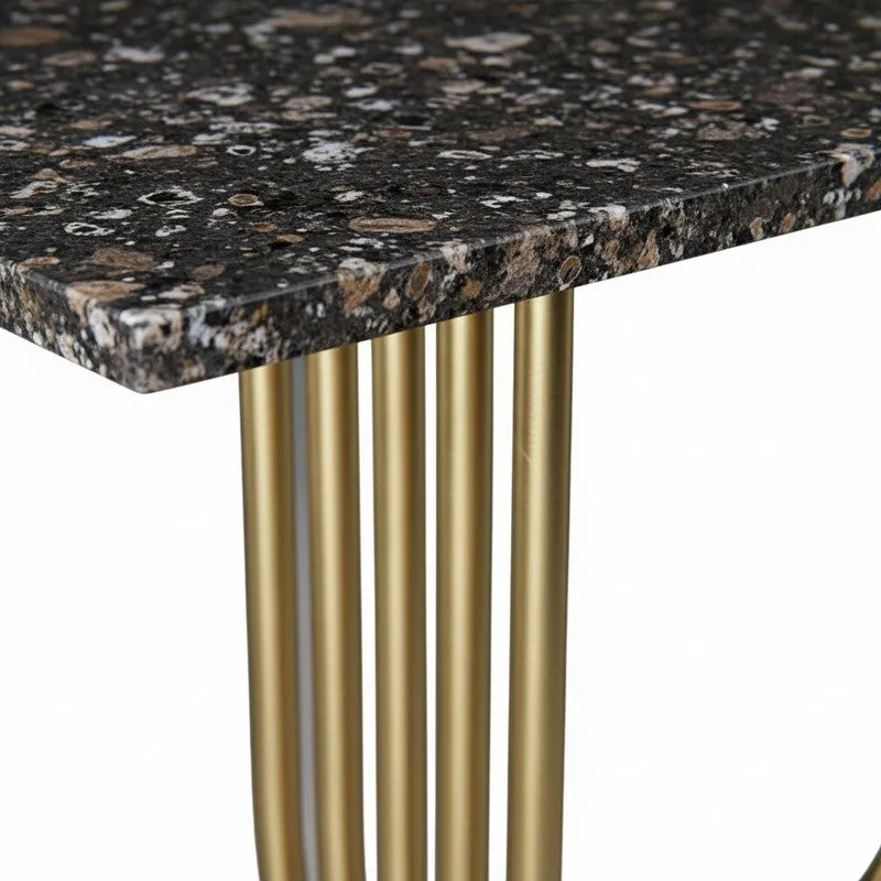 U Shape Metal Console Table with Marble Top (Gold) - Medium media 3