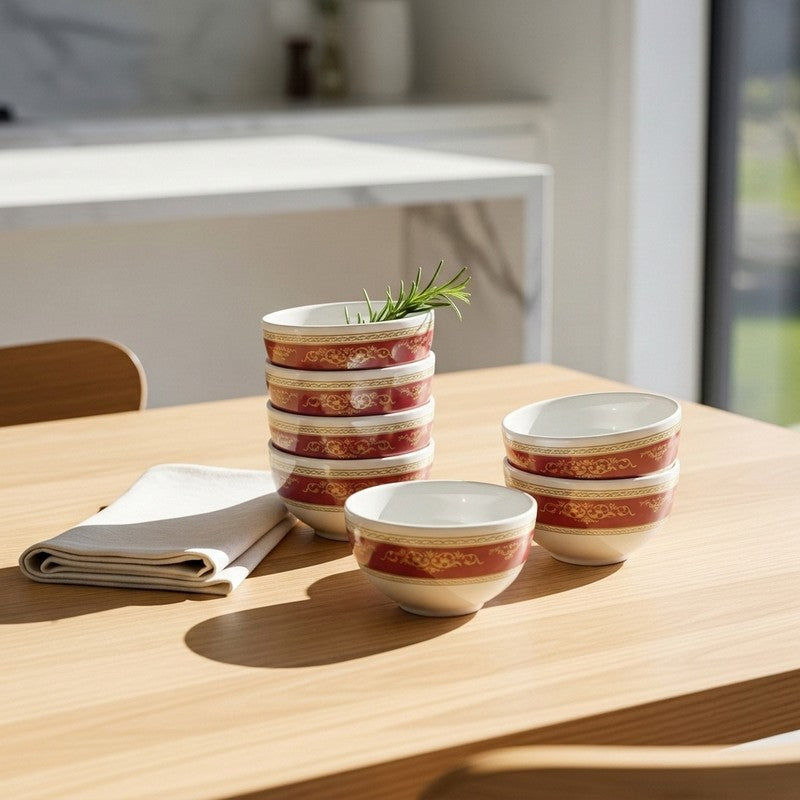 Oriental Gold Melamine Snack Bowls (140 mL Each) - Set of Six - 140 mL