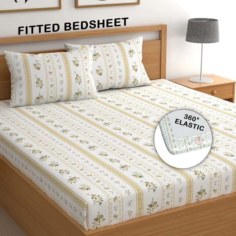 Holly Fitted Microfiber Microfiber Bedsheet (Yellow) - 150 GSM media 3