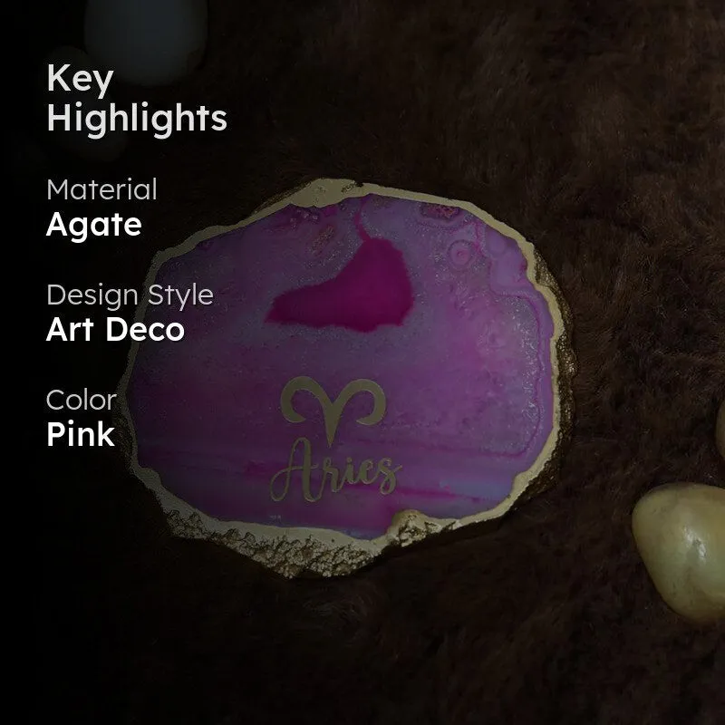 Aries Agate Coaster - Pink media 2
