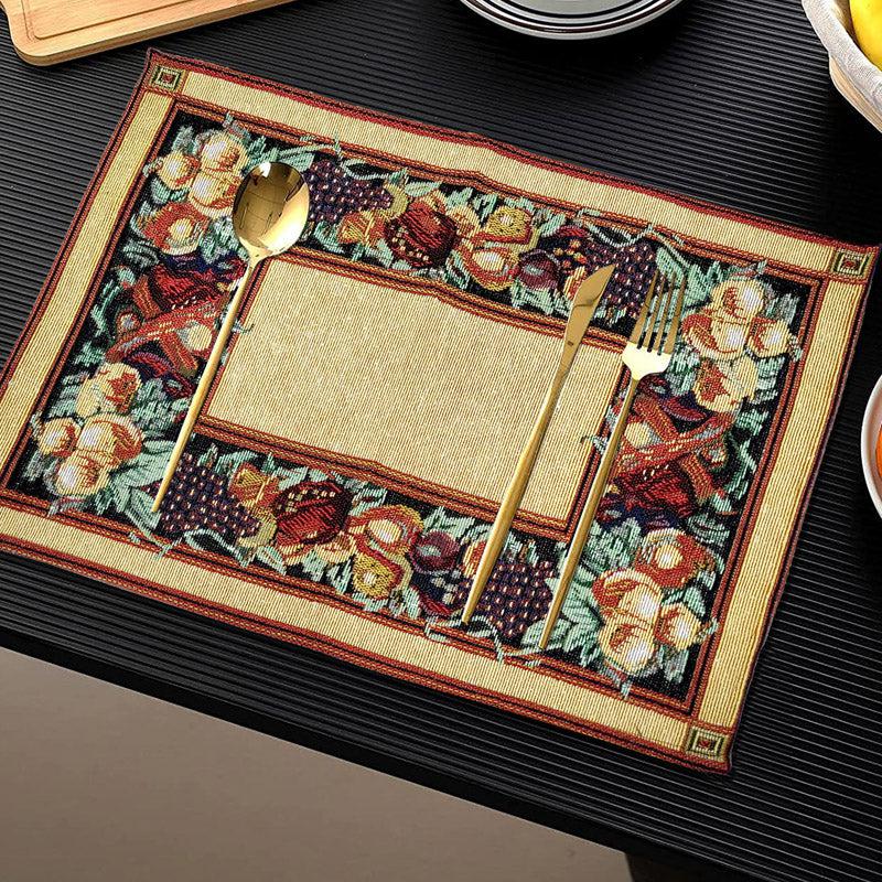 Adia Jacquard Woven Placemat With Runner - Seven Piece Set media 3