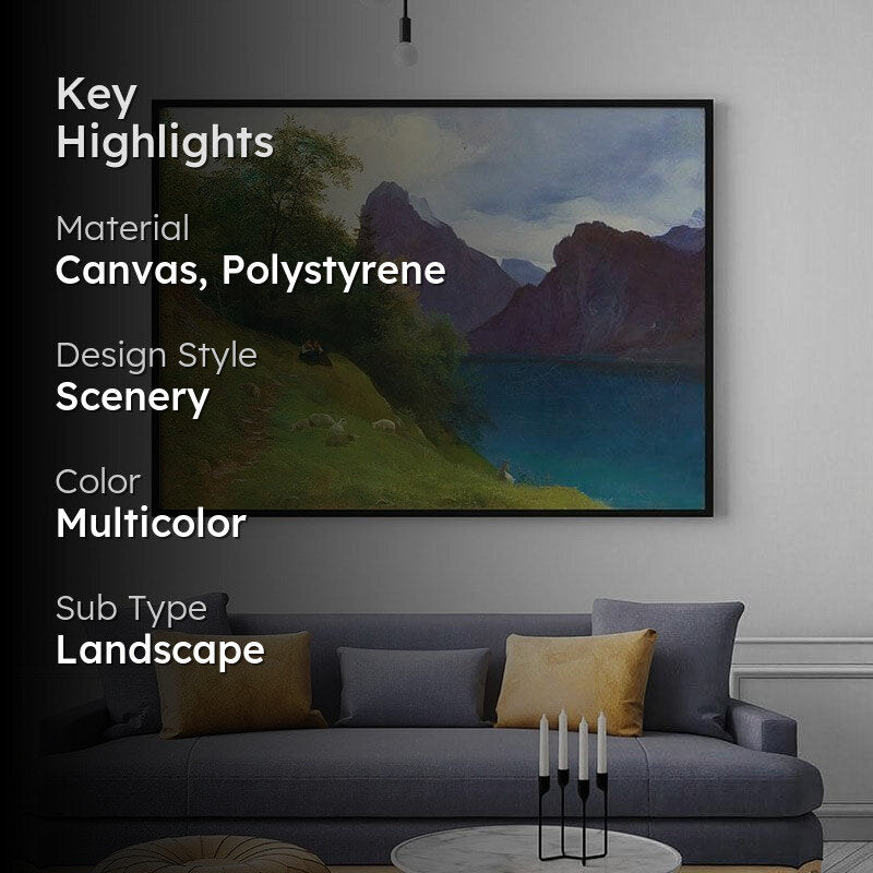 Near The River Canvas Painting - Black Frame media 2
