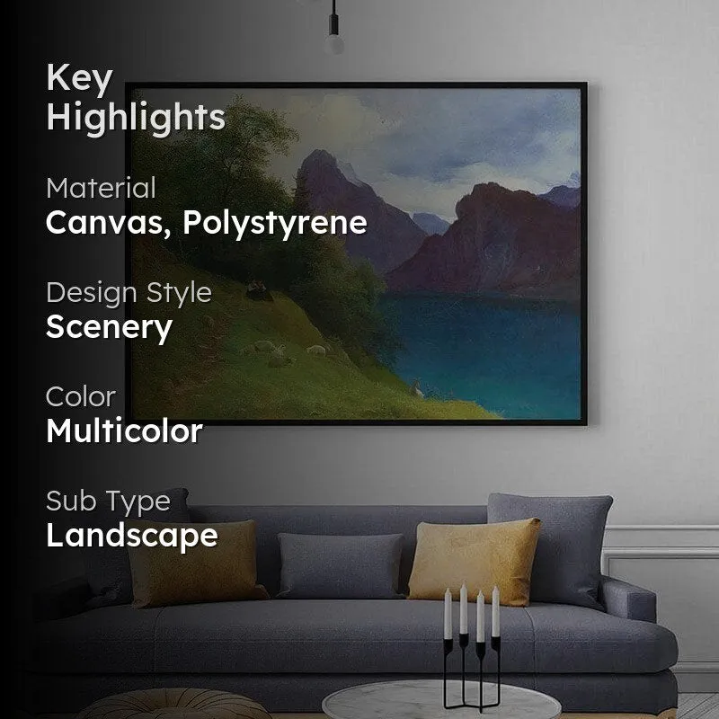 Near The River Canvas Painting - Black Frame media 2