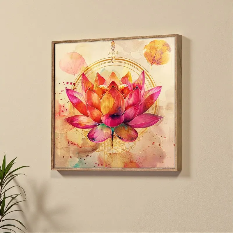 Pink Lotus Nirvana Canvas Wall Art With Frame media 5