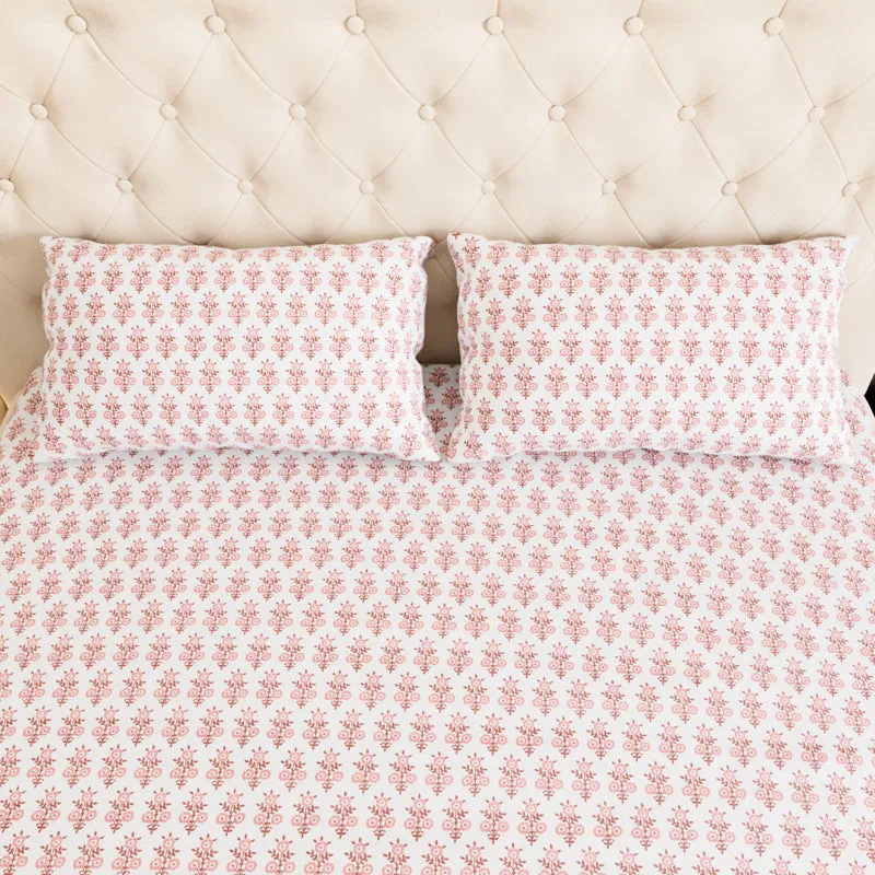 Bloom Ethnic Cotton Bedsheet (Maroon) - 180 TC media 5