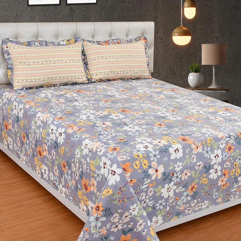 Kyoto Zen Floral Microfiber Bedsheet - 210 GSM media 5