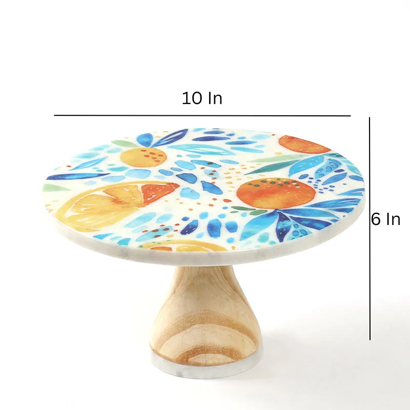 Pietra Wood Printed Marble & Wood Cake Stand media 5
