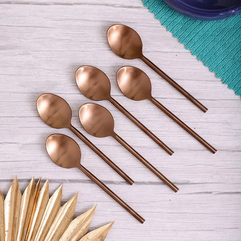Zarif Stainless Steel Spoon Set (Copper) - Set Of Six media 3