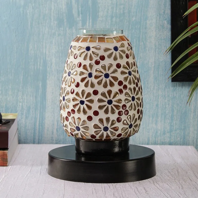 Artezo Mosaic Glass Table Lamp With Wooden Base - Multicolor media 3