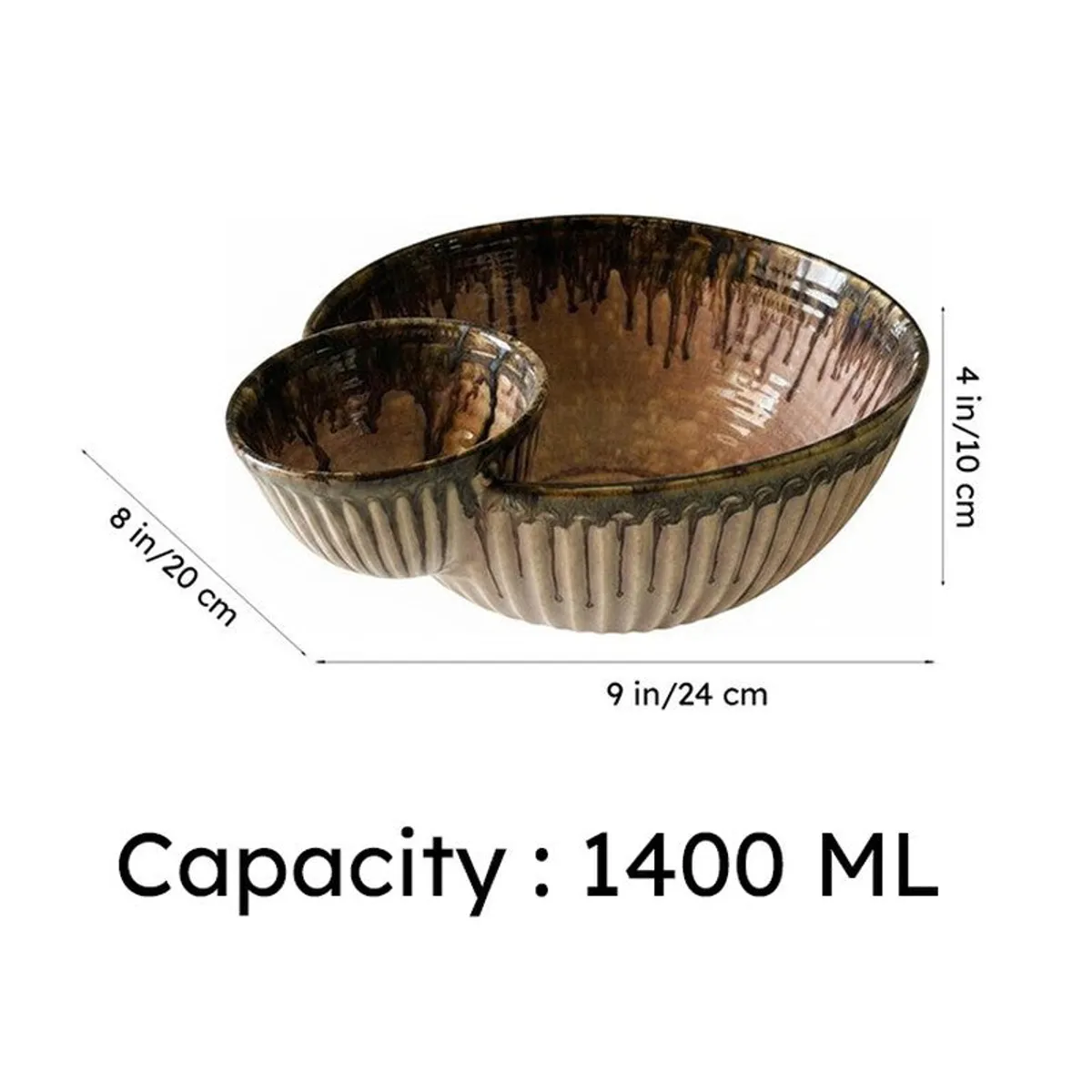 Ceramic chip and dip bowl photographed on a clean white background.