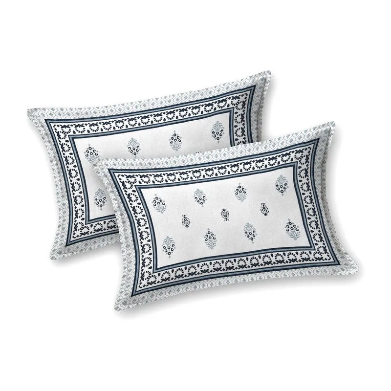 Gardenon Cotton Bedsheet (White,Blue) - 240 TC media 4