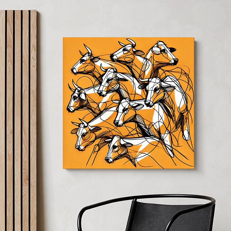 Prancing Bulls Wall Painting