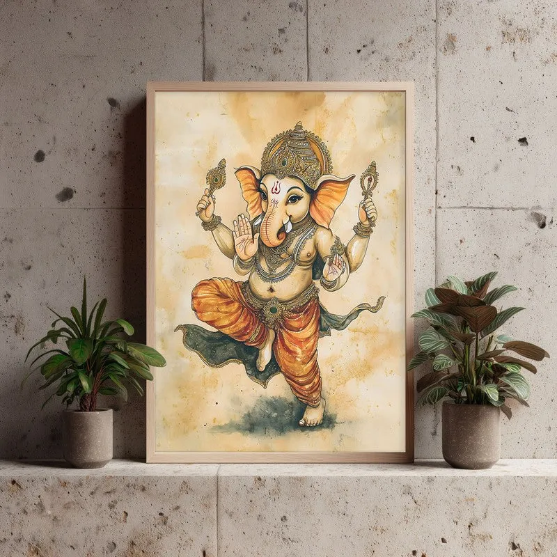 Shiva Shankari Spiritual Archival Paper Wall Painting - Natural Brown Frame media 3