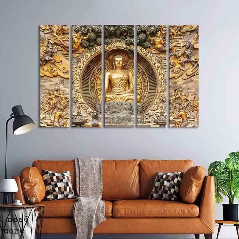Buddha Shrine Wall Art - Five Piece Set media 1