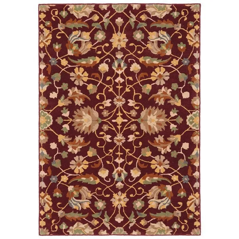 Sedna Hand Tufted Ethnic Wool & Nylon Carpet - Maroon media 1