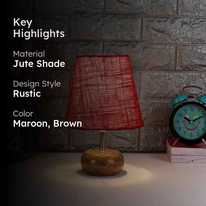 Astrova Jute Table Lamp - Maroon,Brown media 2