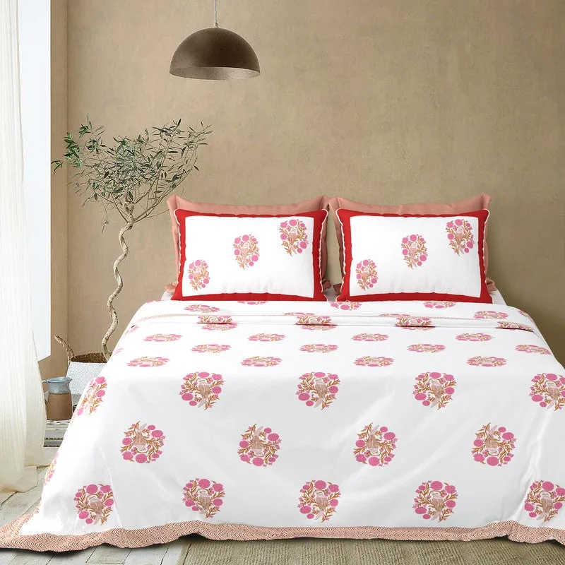 Royal Rang Cotton Bedsheet (Red,White) - 120 TC media 3