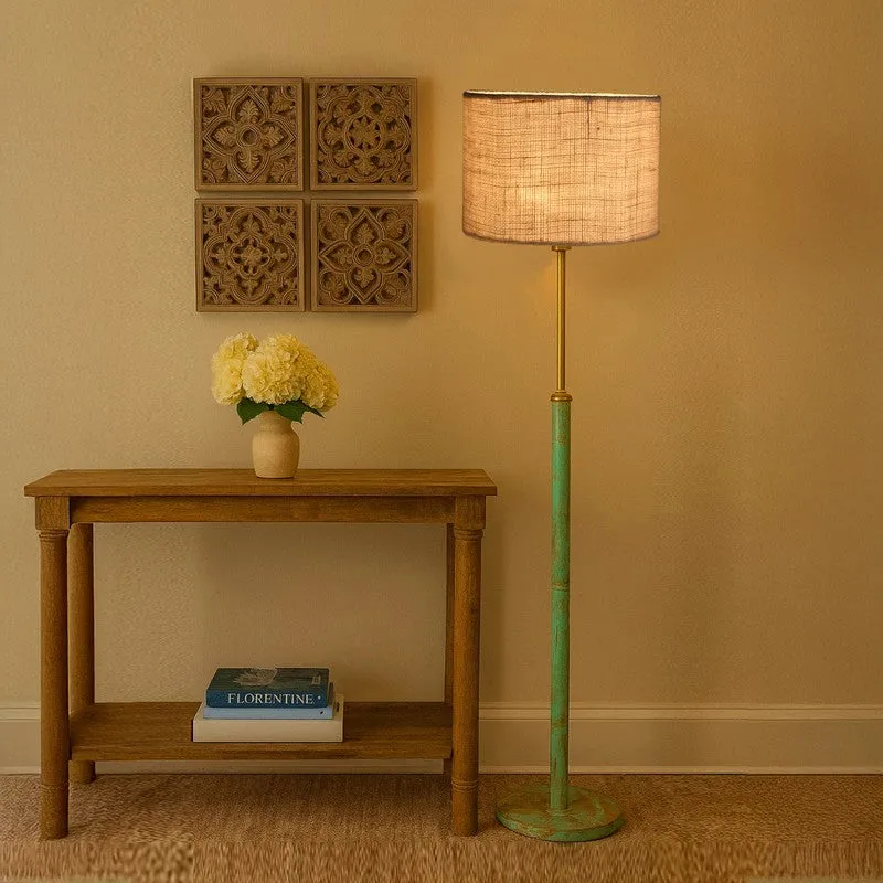 Vintage Glow Wooden Floor Lamp - White media 1