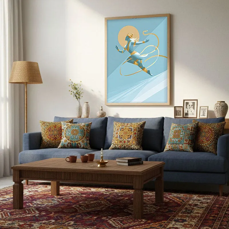 Powerful Sri Hanuman Archival Paper Wall Art - Natural Brown Frame media 4