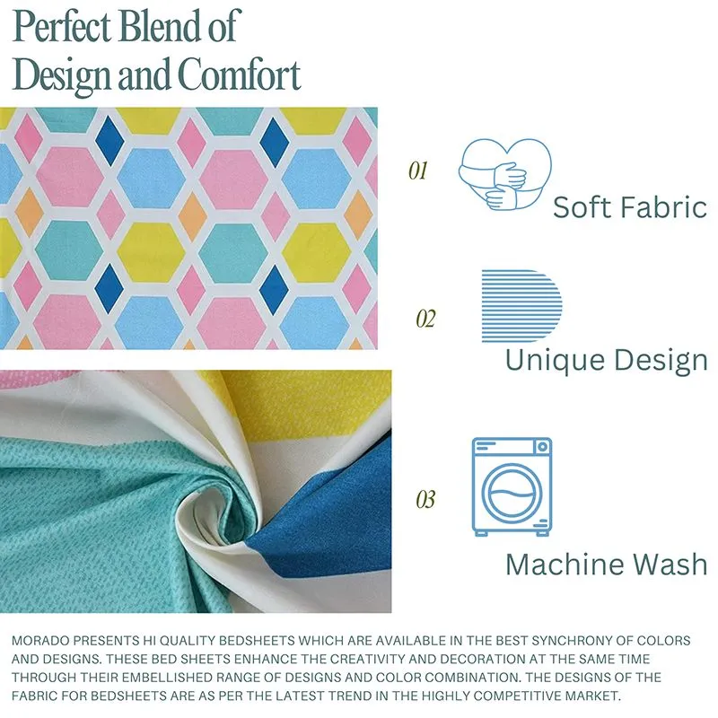 Agnes Geometric Fitted Microfiber Bedsheet (Multicolor) - 130 GSM media 7