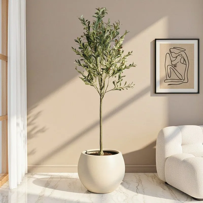 Faux Olive Tree Plant With Black Plastic Pot - 4.92 ft media 1