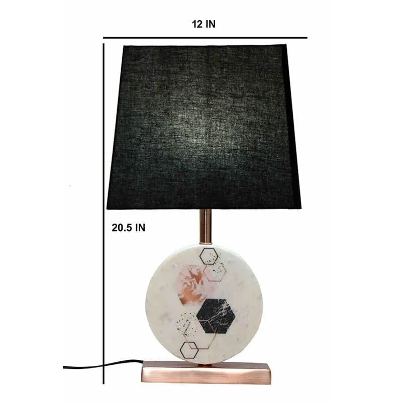 Hexa Marble & Copper Base Fabric Table Lamp - Black,White media 5