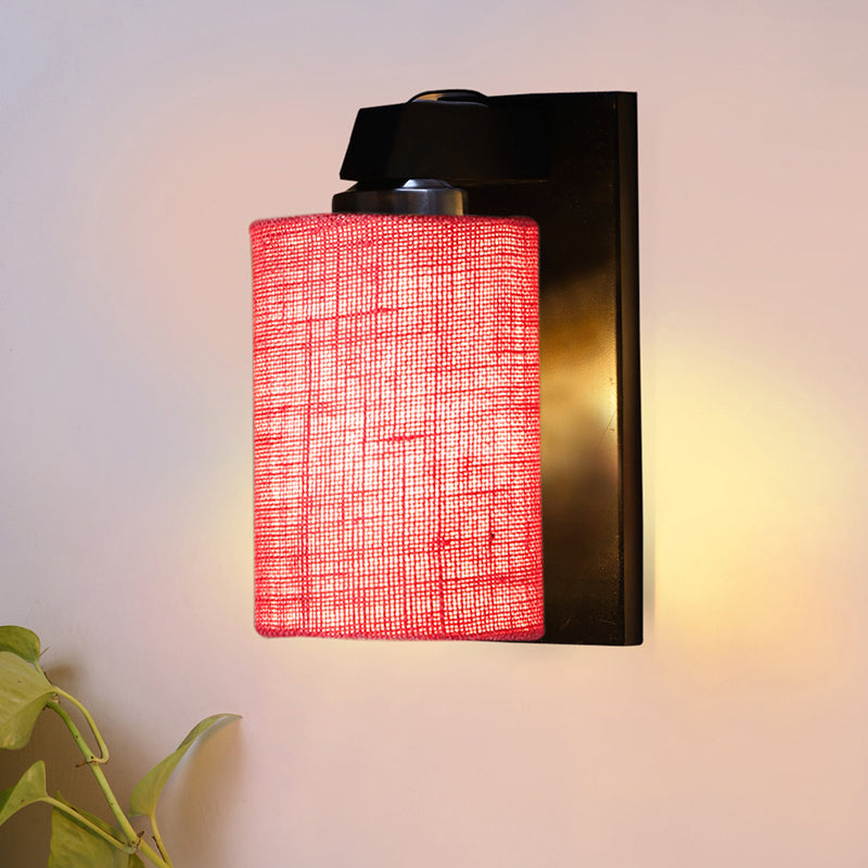 Eyrie Jute & Wooden Wall Lamp - Pink