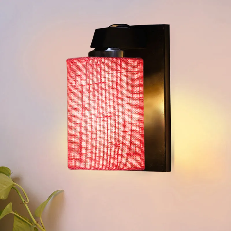 Eyrie Jute & Wooden Wall Lamp - Pink media 1