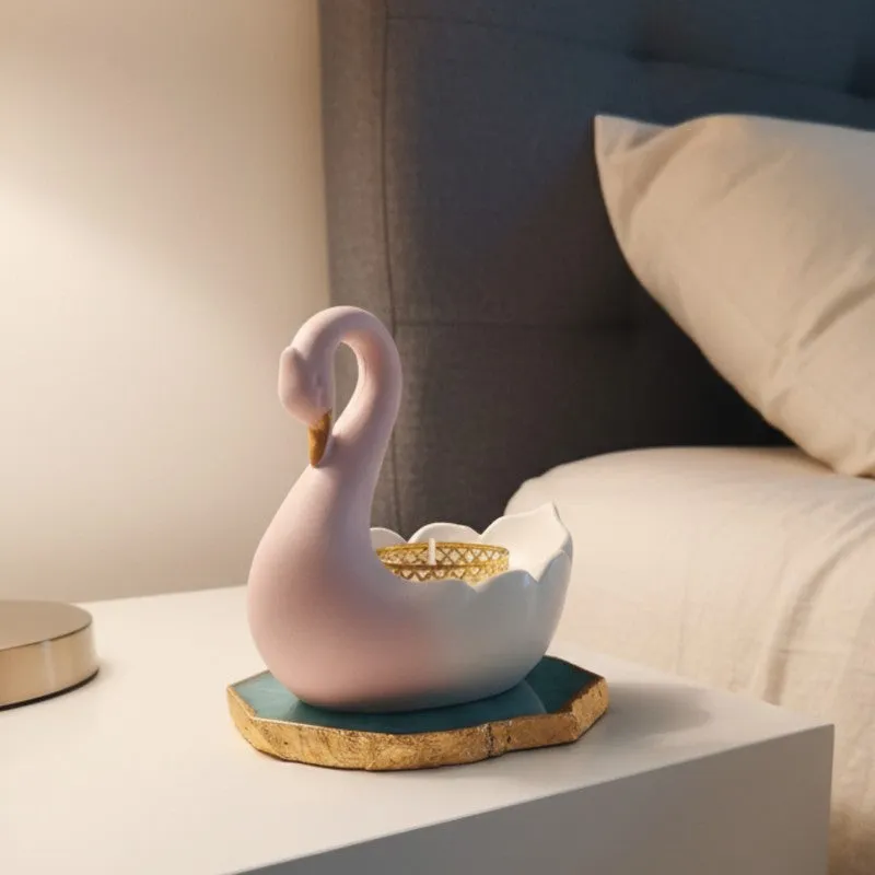 Swan Shaped Resin Tea Light Candle Holder - Turquoise media 4