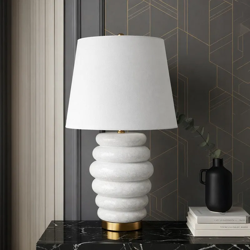 AarviDecor Ariston Designer Fabric Table Lamp - White media 3
