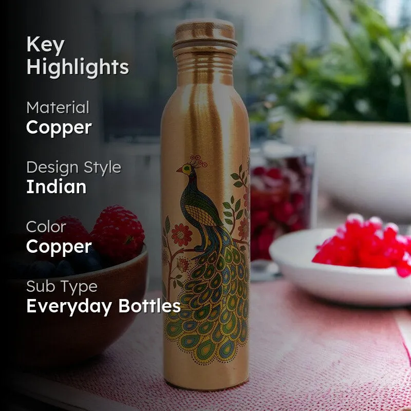 Ashya Mayoora Copper Water Bottle - 1000 mL media 2
