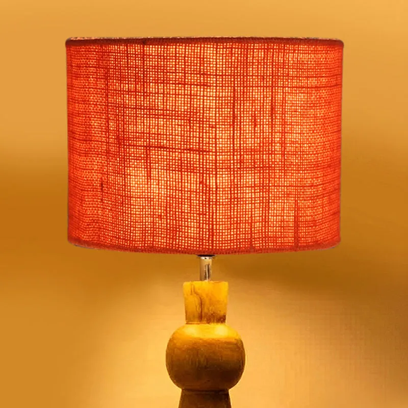 Angler Jute Wooden Table Lamp - Orange,Brown media 4
