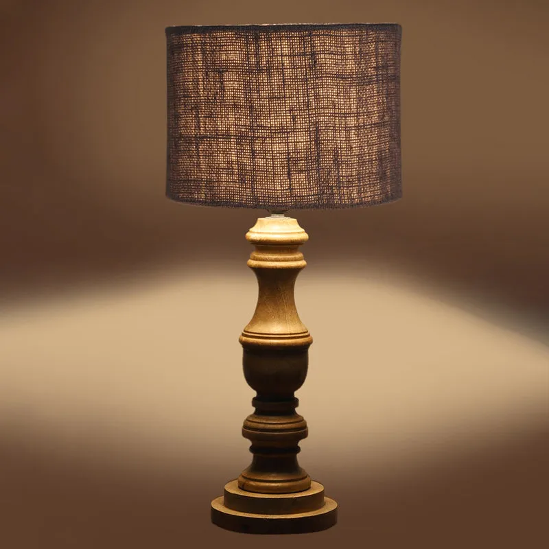 Sienna I Carve Wooden Table Lamp - Grey,Brown media 5