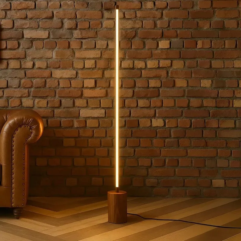 Warm Glow Cylindrical Rose Wood LED Wooden Floor Lamp media 1