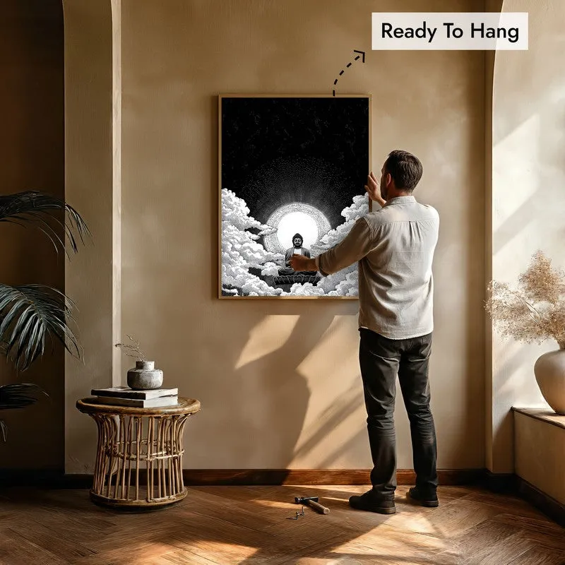 Buddha In Clouded Serenity IV Wall Painting With Brown Frame media 6