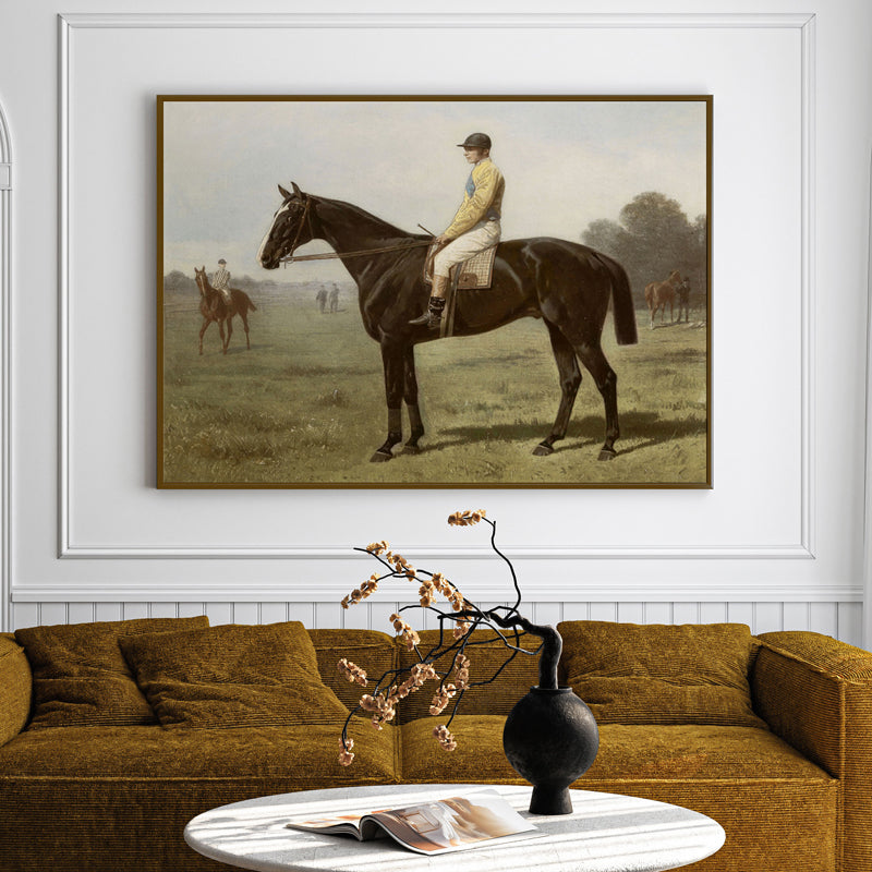 Horse & Rider Wood Wall Art With Frame - Black