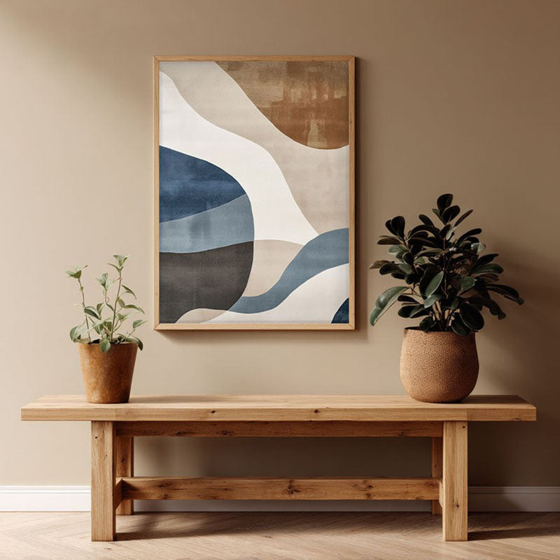 Levante Dreams Framed Canvas Wall Painting - Natural Brown Frame