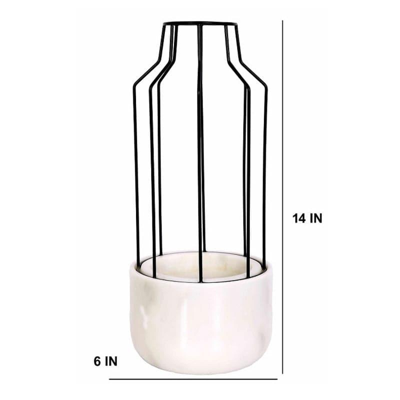 Black Mesh Eartha Hand Crafted Marble Planter - White media 5