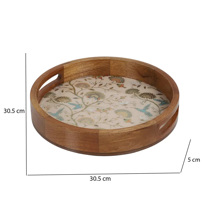 Blossom Glow Round Wooden Serving Tray media 6